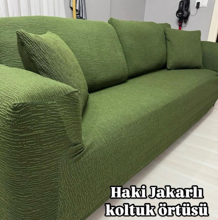 3+3+1+1 Jakar Kumaş Koltuk Örtüsü Takımı – Haki
